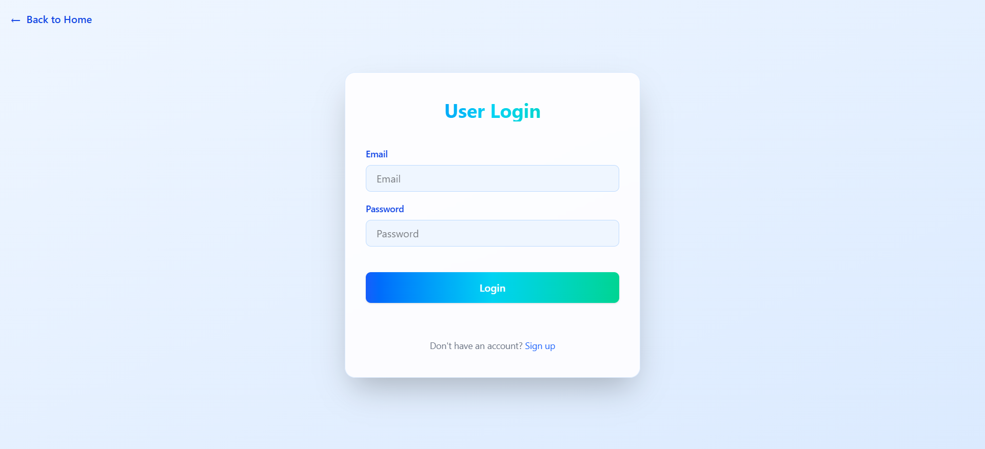 User login page